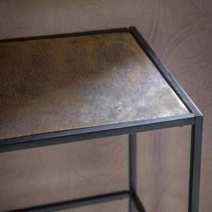 Gold Textured Top Metal Console Table - The Farthing