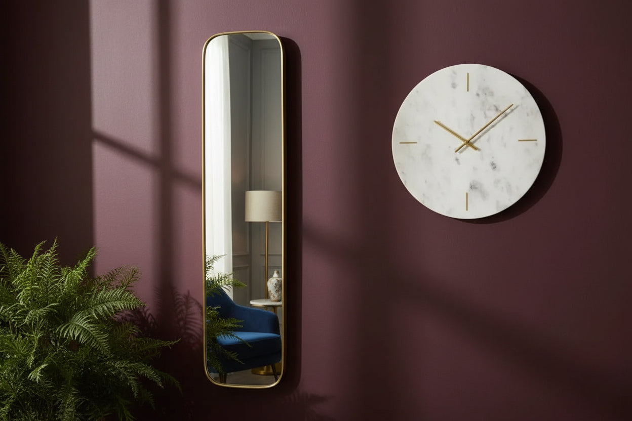 Golden Long Slim Wall Mirror - The Farthing