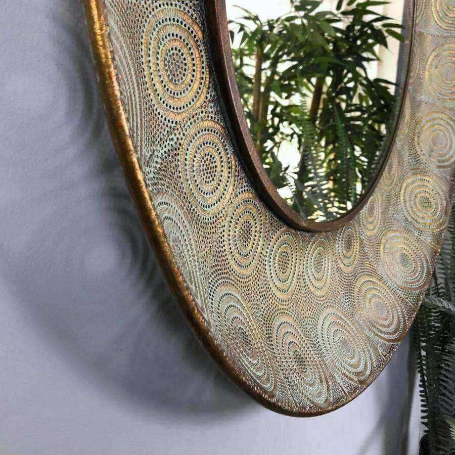 Golden Metal Filigree Circles Wall Mirror - The Farthing
