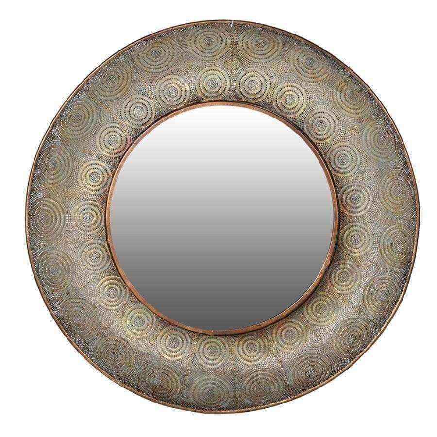 Golden Metal Filigree Circles Wall Mirror - The Farthing