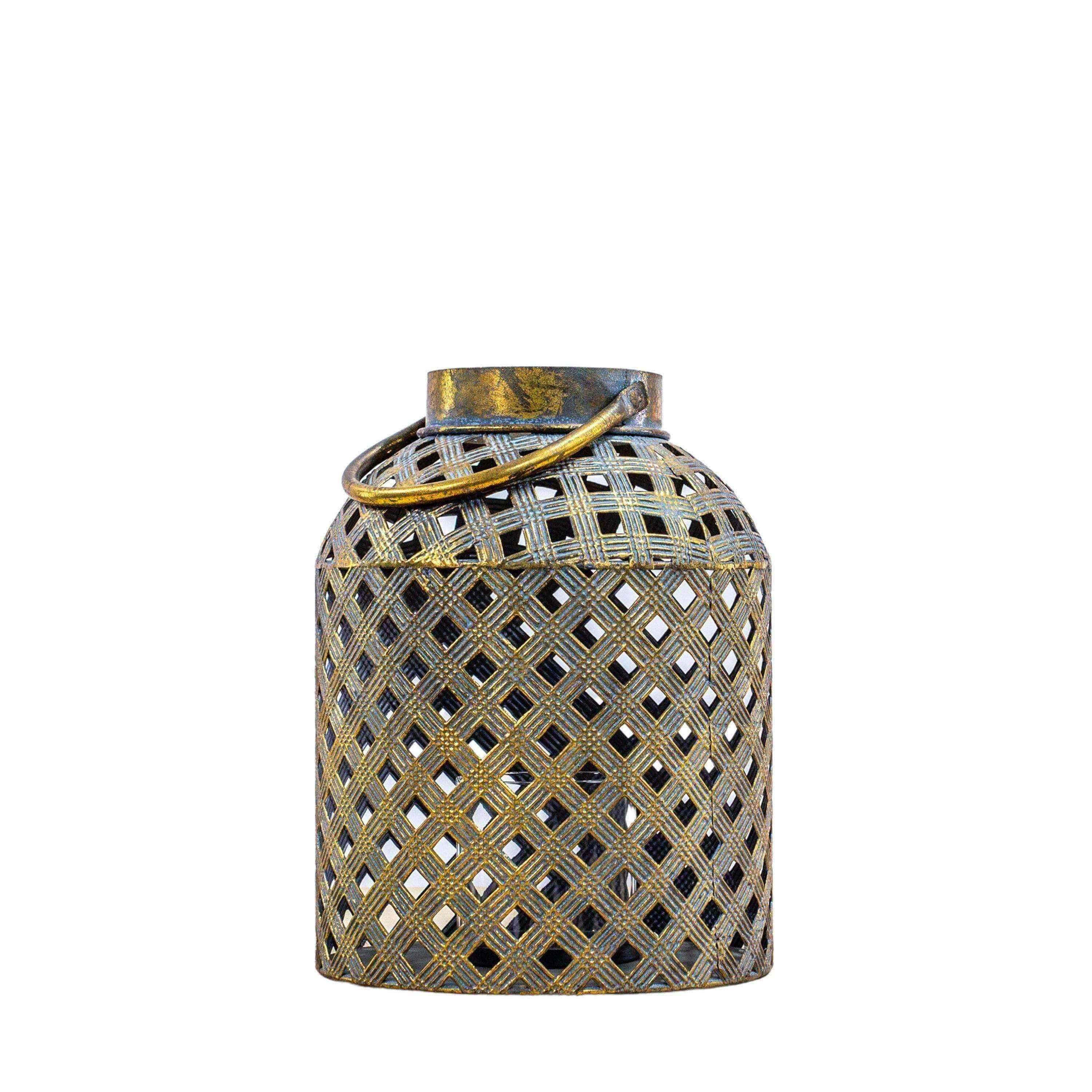 Golden Metal Verdigris Lantern - The Farthing