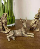 Golden Set of Three Hare Ornaments - The Farthing