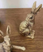 Golden Set of Three Hare Ornaments - The Farthing