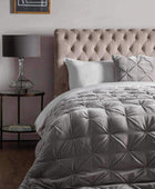 Grey Opulent Pinched Velvet and Linen Bedspread - The Farthing