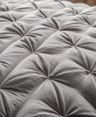 Grey Opulent Pinched Velvet and Linen Bedspread - The Farthing