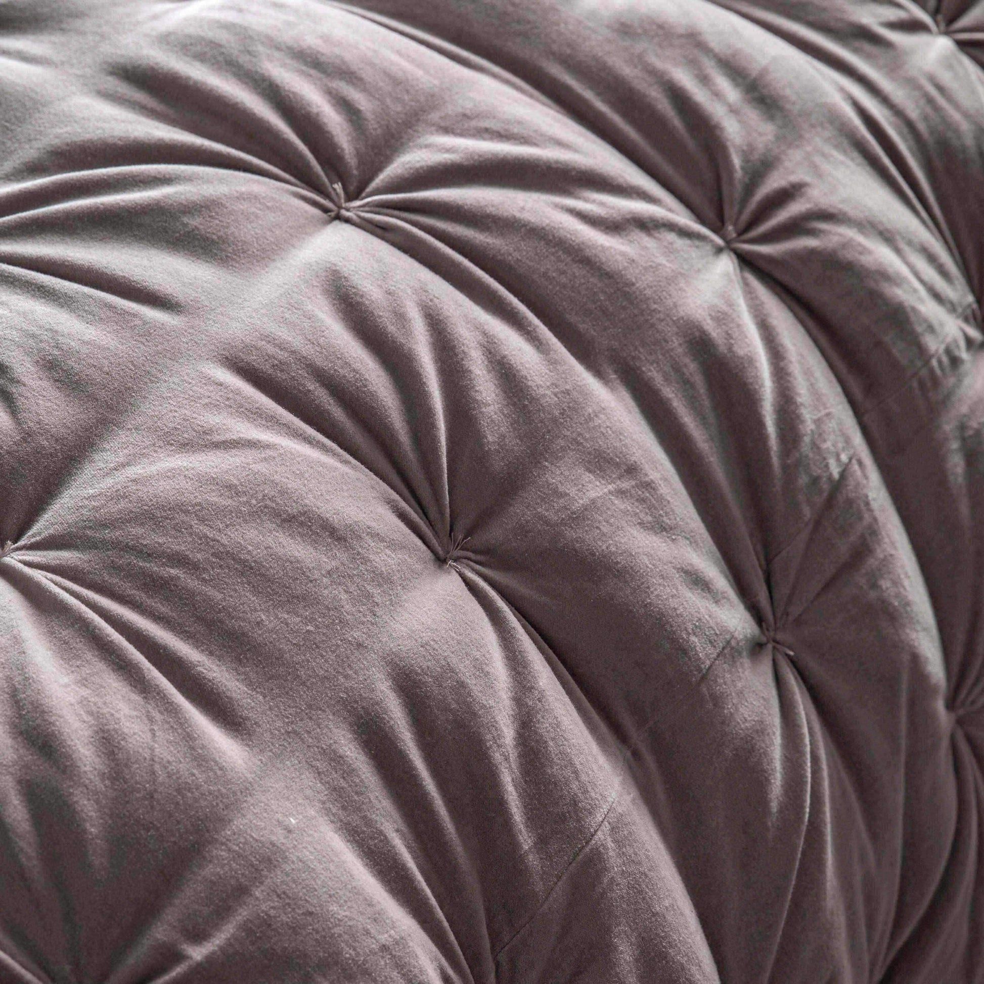 Grey Opulent Pinched Velvet and Linen Bedspread - The Farthing