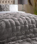 Grey Opulent Pinched Velvet and Linen Bedspread - The Farthing