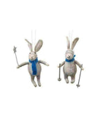 Hanging Woollen Hares Christmas Tree Decorations (2pk) - The Farthing