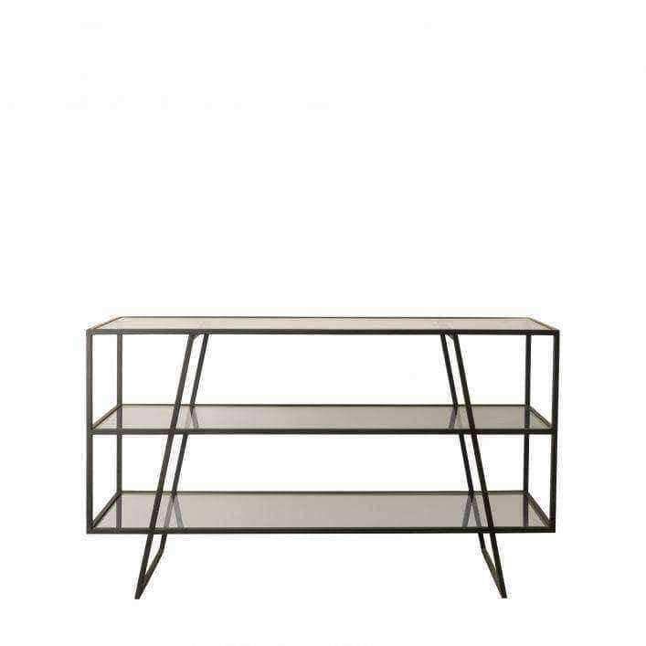 Industrial Angular Dark Metal Console Table - The Farthing