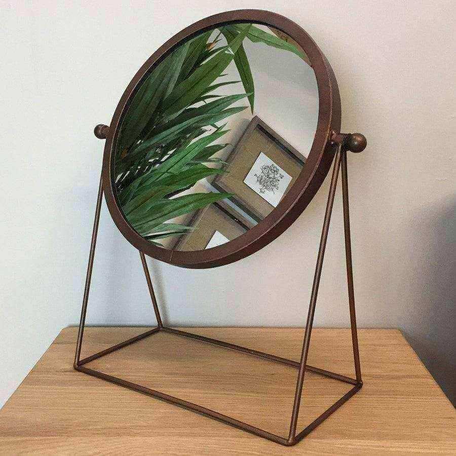 Industrial Antiqued Copper Table Mirror - The Farthing