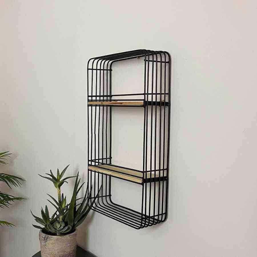 Industrial Black Metal Two Tier Wall Shelf