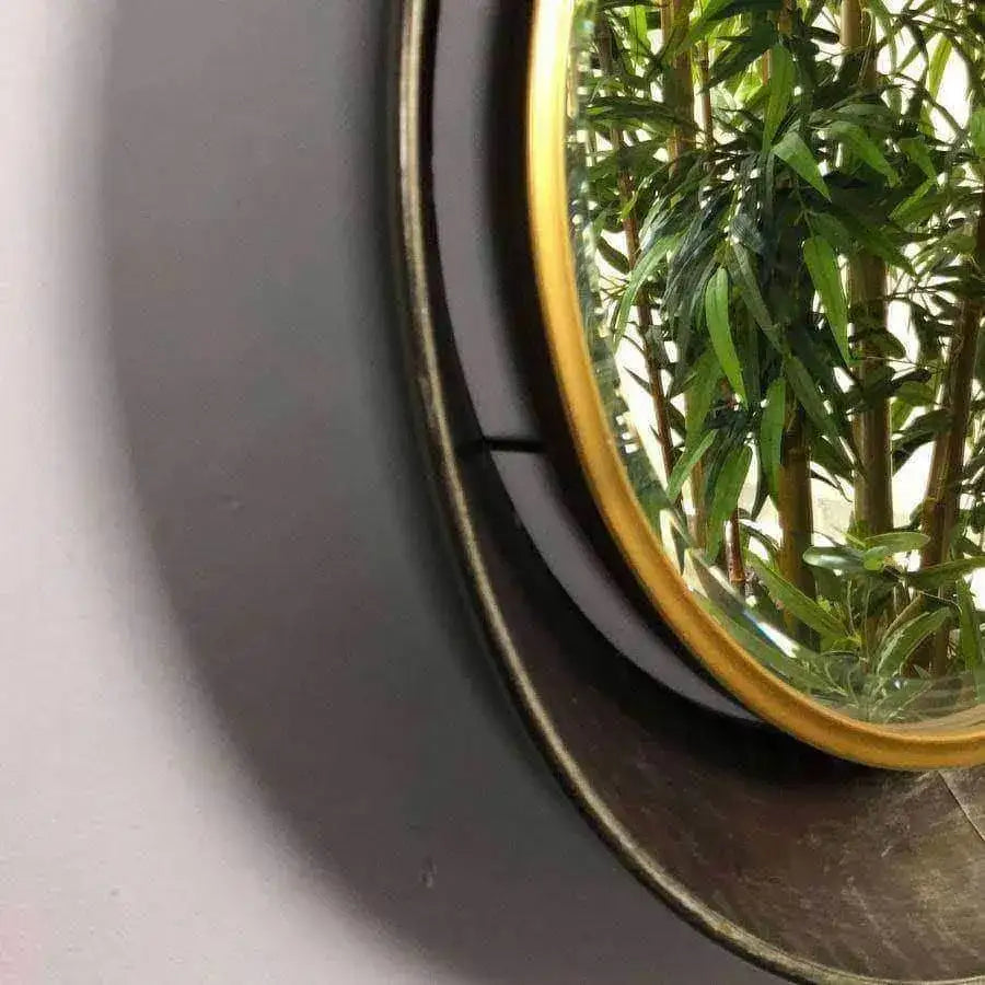 Industrial Distressed Wall Mirror with Gold Rim - The Farthing