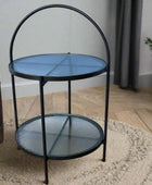 Industrial Glazed Two Tier Looped Side Table - The Farthing