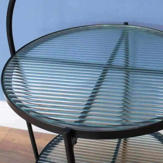 Industrial Glazed Two Tier Looped Side Table - The Farthing