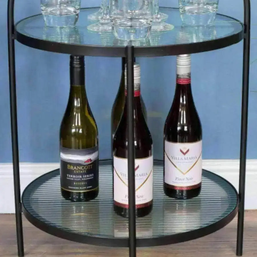 Industrial Glazed Two Tier Looped Side Table - The Farthing