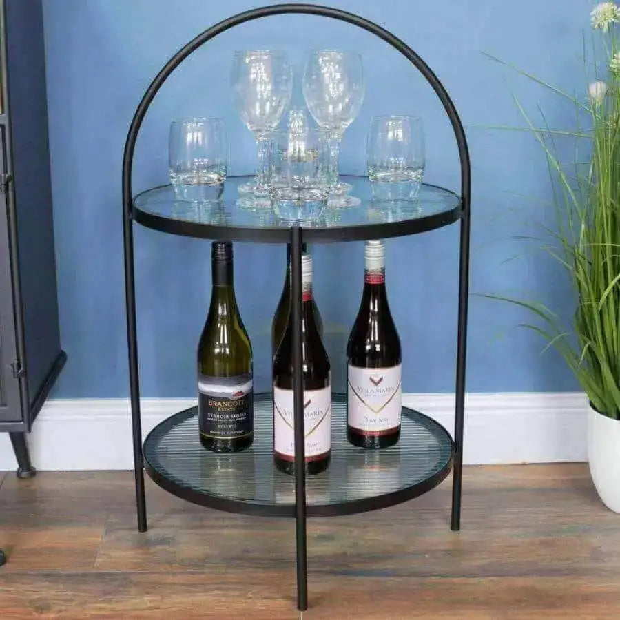 Industrial Glazed Two Tier Looped Side Table - The Farthing