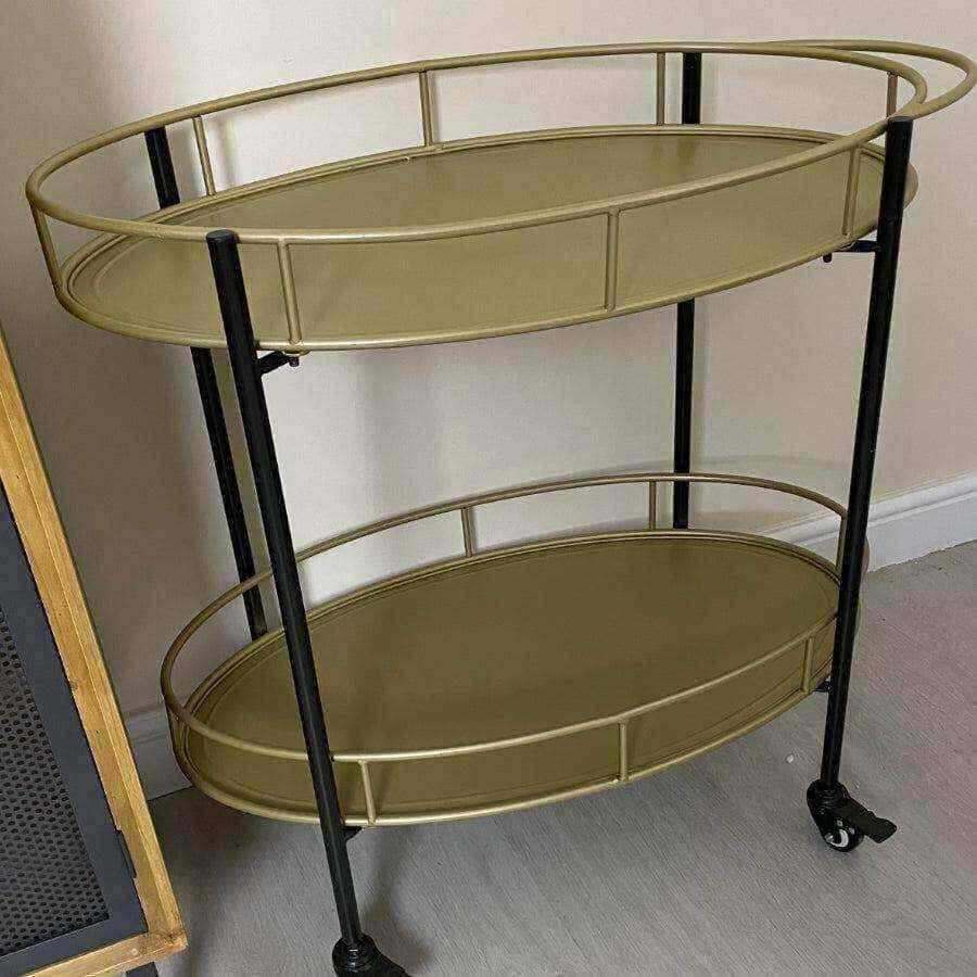Industrial Gold and Black Drinks Trolley - The Farthing