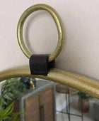 Industrial Inspired Gold Round Loop Topped Wall Mirror - The Farthing