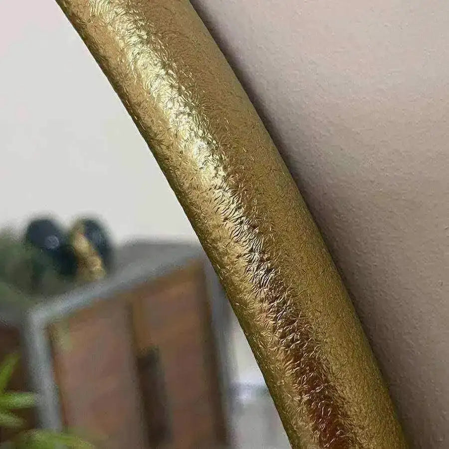 Industrial Inspired Gold Round Loop Topped Wall Mirror - The Farthing