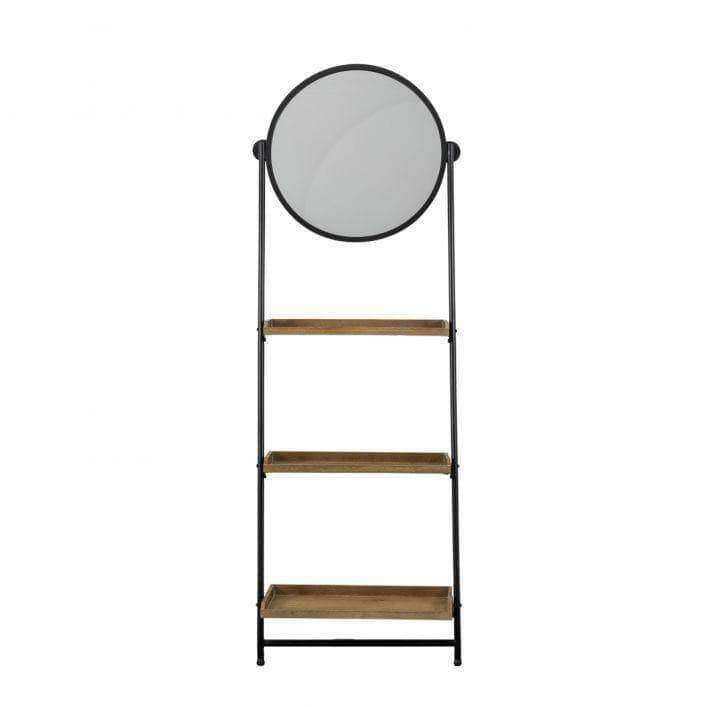 Industrial Leaning Metal and Wood Shelf Mirror - The Farthing