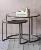 Industrial Metal & Mirrored Glass Nestling Coffee Table Set - The Farthing