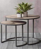 Industrial Metal & Weathered Timber Nestling Coffee Table Set - The Farthing