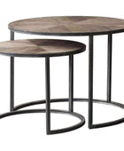 Industrial Metal & Weathered Timber Nestling Coffee Table Set - The Farthing