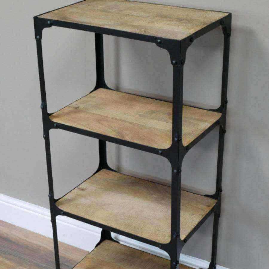 Industrial Metal and Wood Open Display Shelf Unit - The Farthing