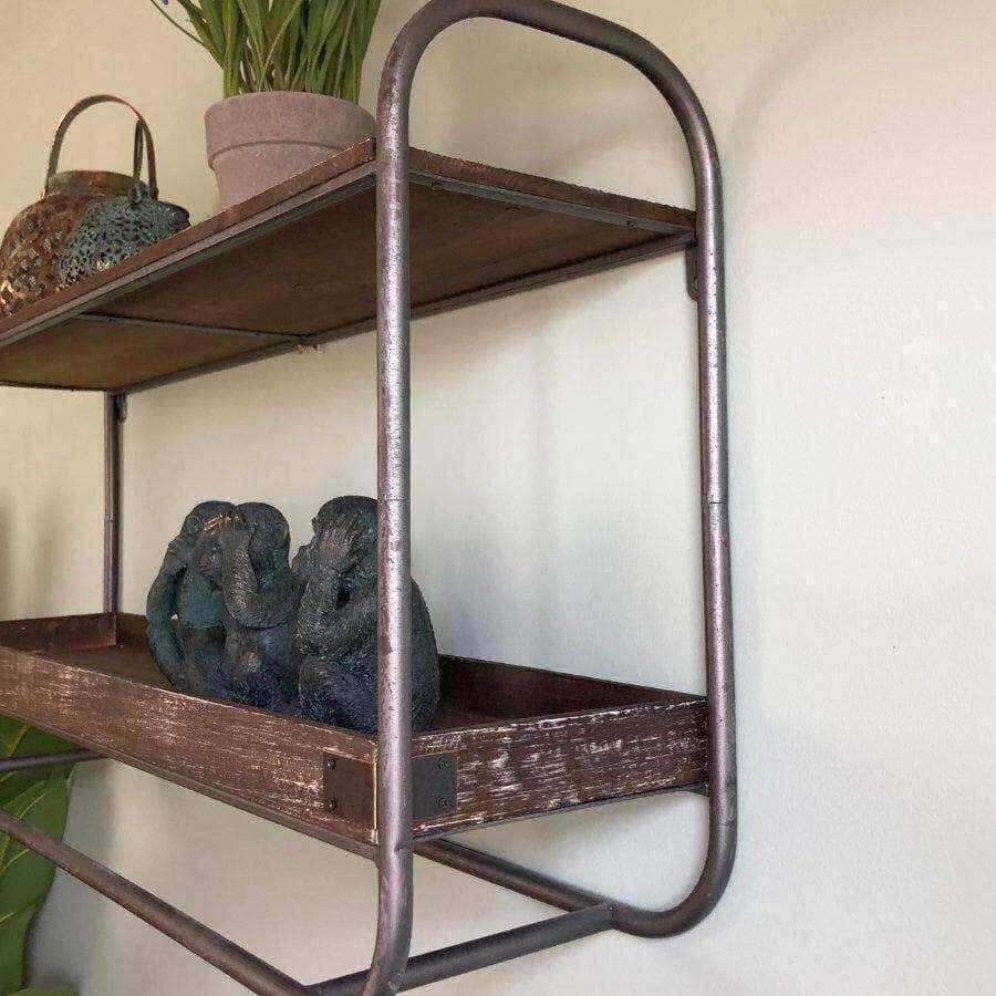 Industrial Metal Frame and Wood Shelf Wall Unit - The Farthing