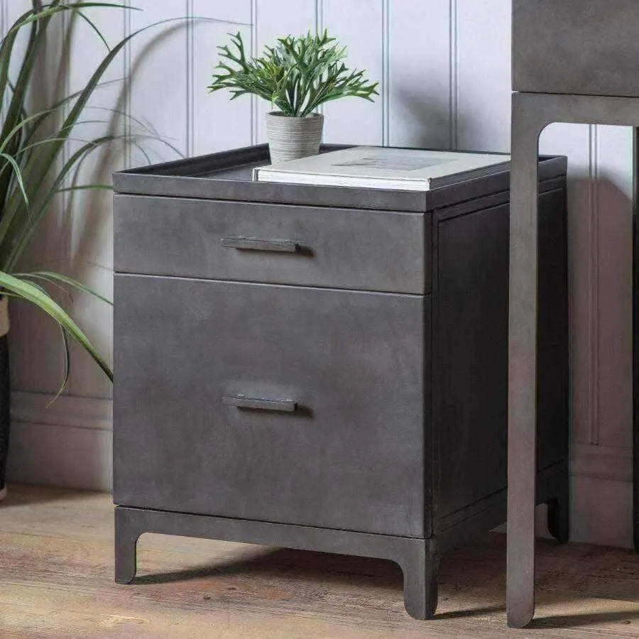 Industrial Metal Pilsdon 2 Drawer Side Cabinet - The Farthing