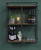 Industrial Metal Wirework Wall Shelf with Doors - The Farthing