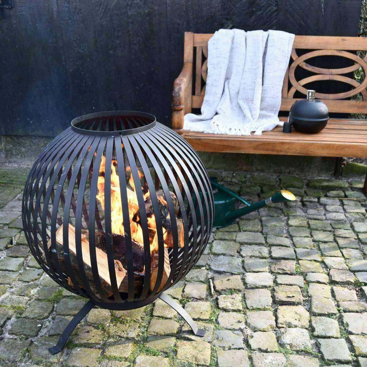 Industrial Round Ball Fire Basket - The Farthing