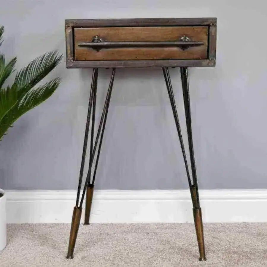 Industrial Side Table with Drawer - The Farthing