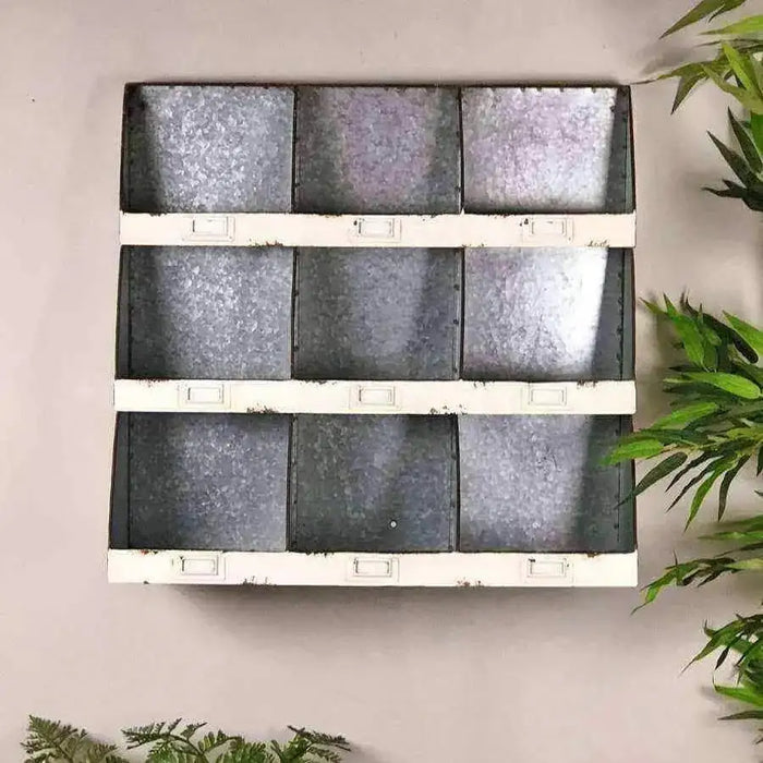 Industrial Styled Metal Cubby Hole Storage Unit