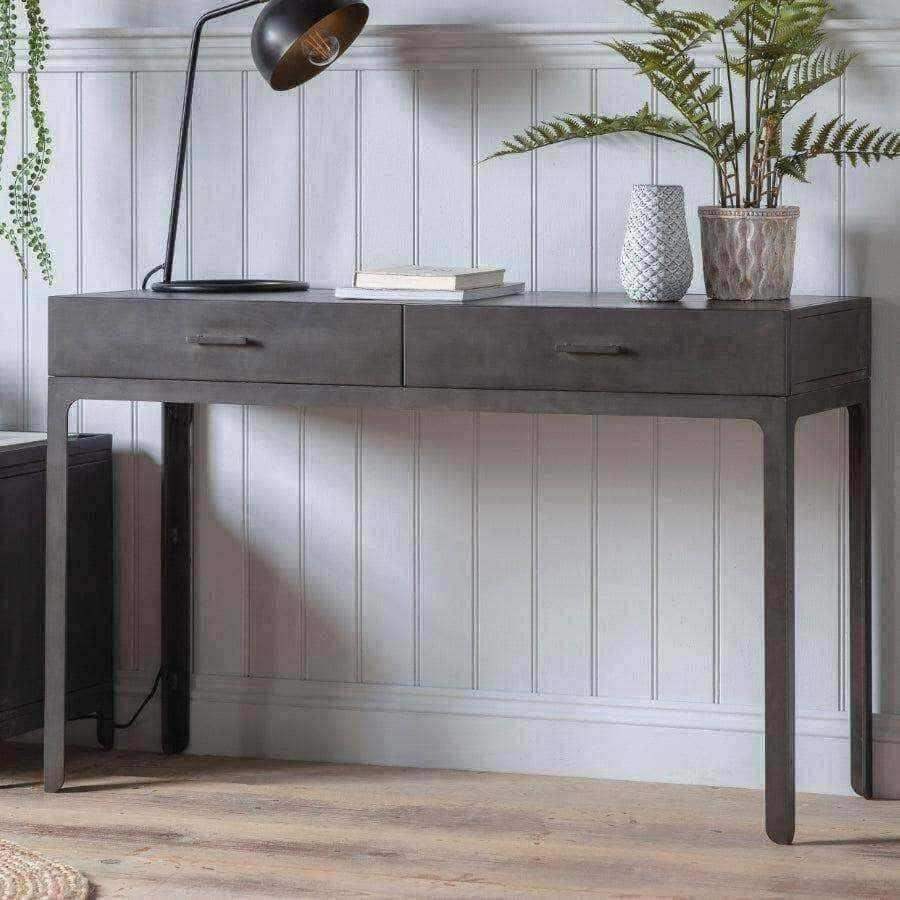 Industrial Styled Metal Pilsdon 2 Drawer Desk - The Farthing