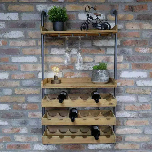 Industrial Wall Mounted Wine Bottle Shelf - The Farthing