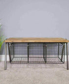 Industrial Wire Basket Storage Bench - The Farthing