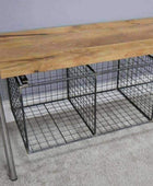 Industrial Wire Basket Storage Bench - The Farthing