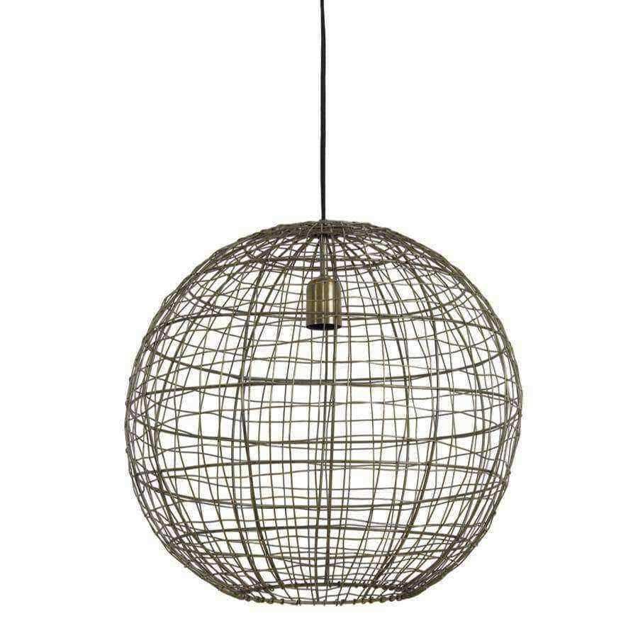 Large Antiqued Bronze Metal Wire Ball Pendant light - The Farthing