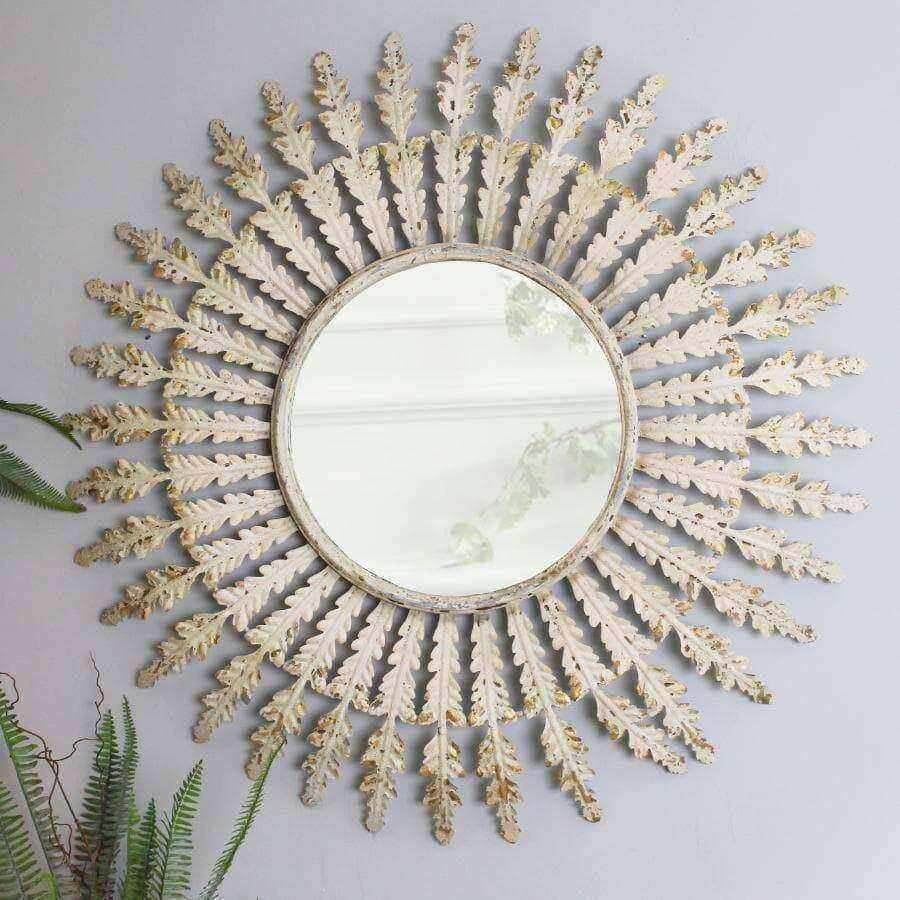 Large Distressed Metal Leaf Wall Mirror - The Farthing