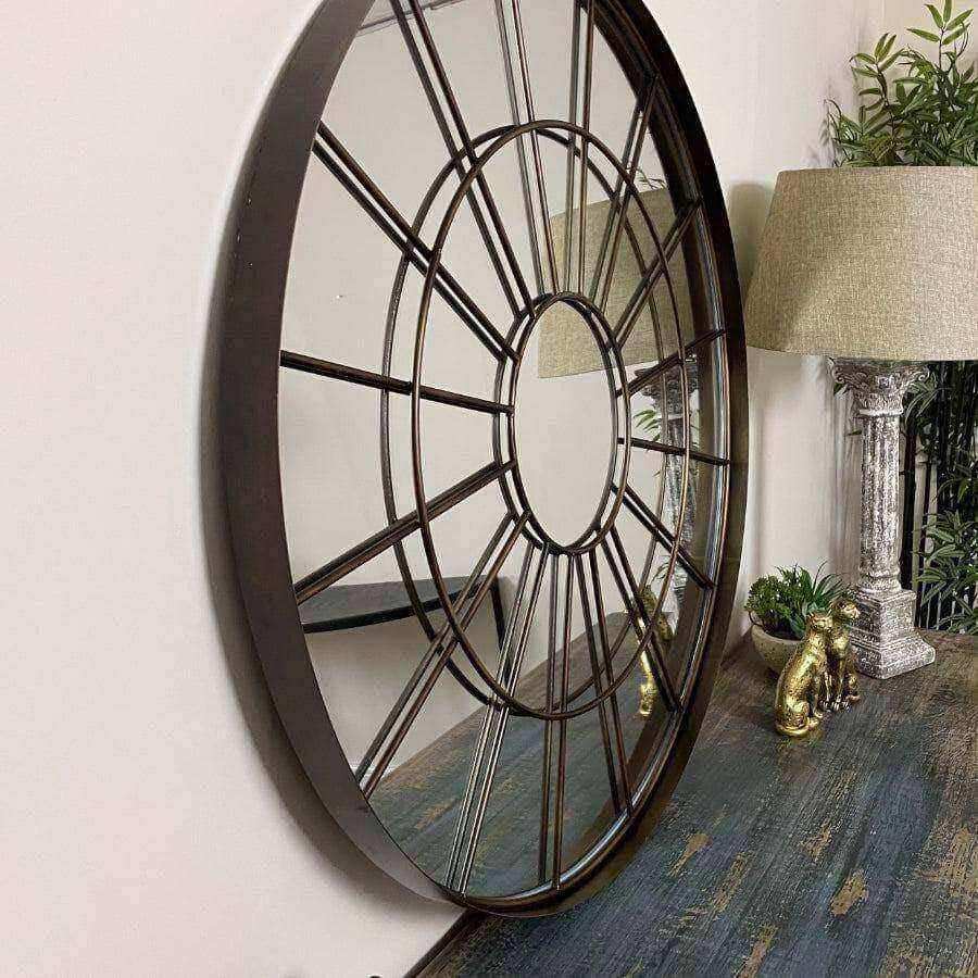 Large Industrial Round Iron Window Mirror - The Farthing