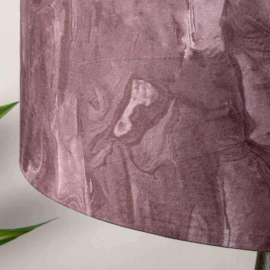 Large Marbled Pink Velvet Cylinder Lamp Shade - Diameter 40cm - The Farthing