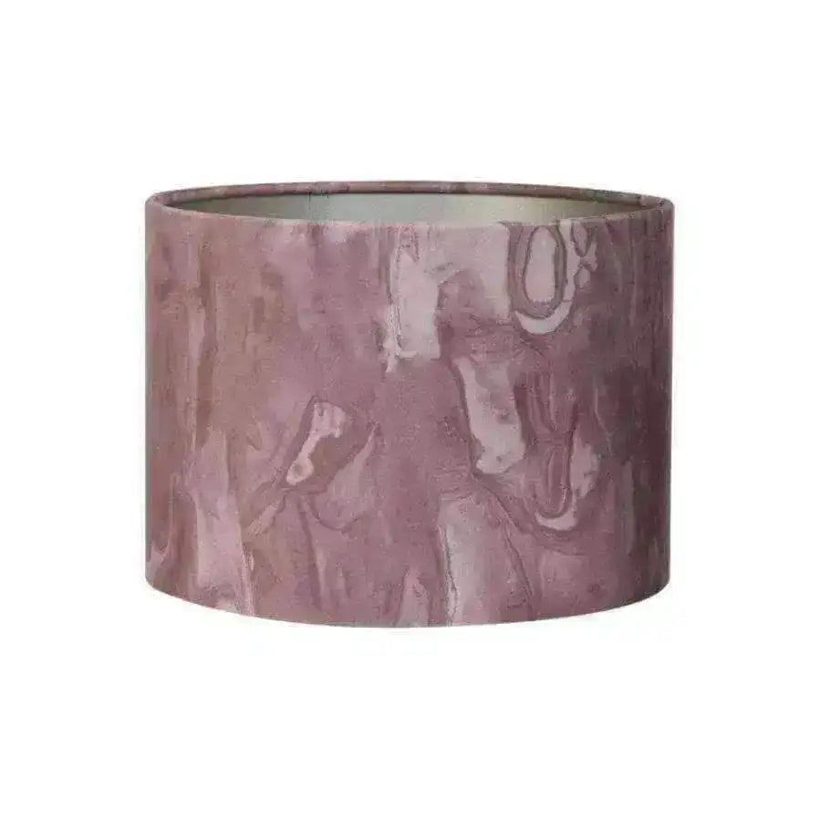 Large Marbled Pink Velvet Cylinder Lamp Shade - Diameter 40cm - The Farthing