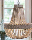 Large Old White Beaded Vintage Style Pendant Light - The Farthing