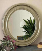 Large Round Distressed Silver Wall Mirror - The Farthing