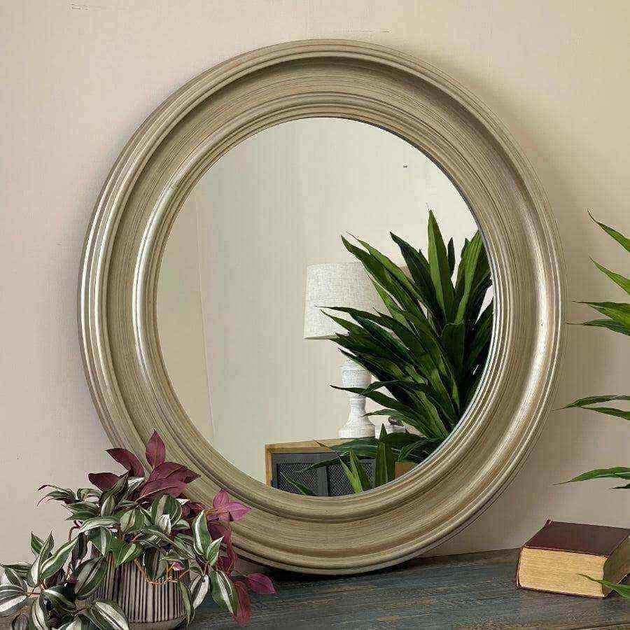 Large Round Distressed Silver Wall Mirror - The Farthing