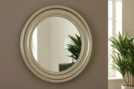 Large Round Distressed Silver Wall Mirror - The Farthing