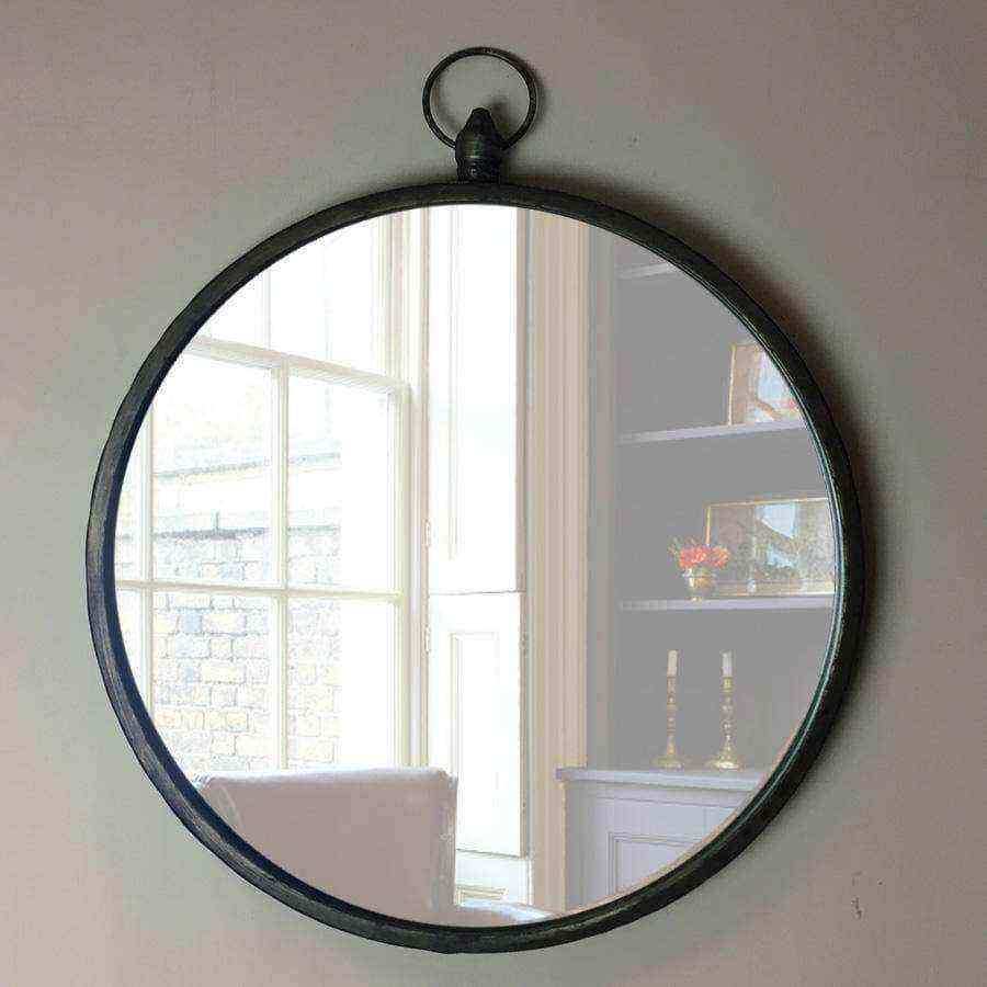 Large Round Industrial Pocket Watch Style Wall Mirror - The Farthing
