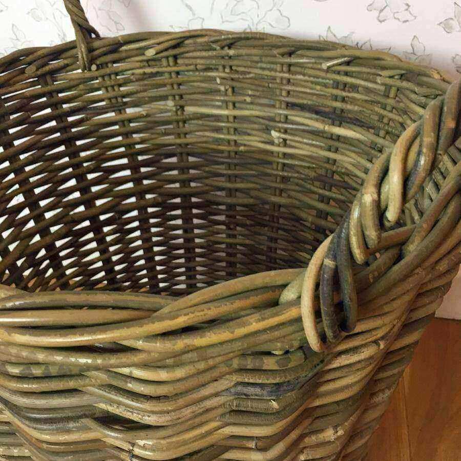 Large Rustic Round Rattan Basket with Handles - The Farthing