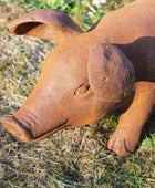 Large Rustic Rusty Pig Ornament - The Farthing